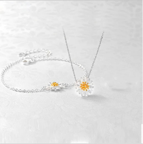 S925 Silver Daisy Flower Bracelet for Students