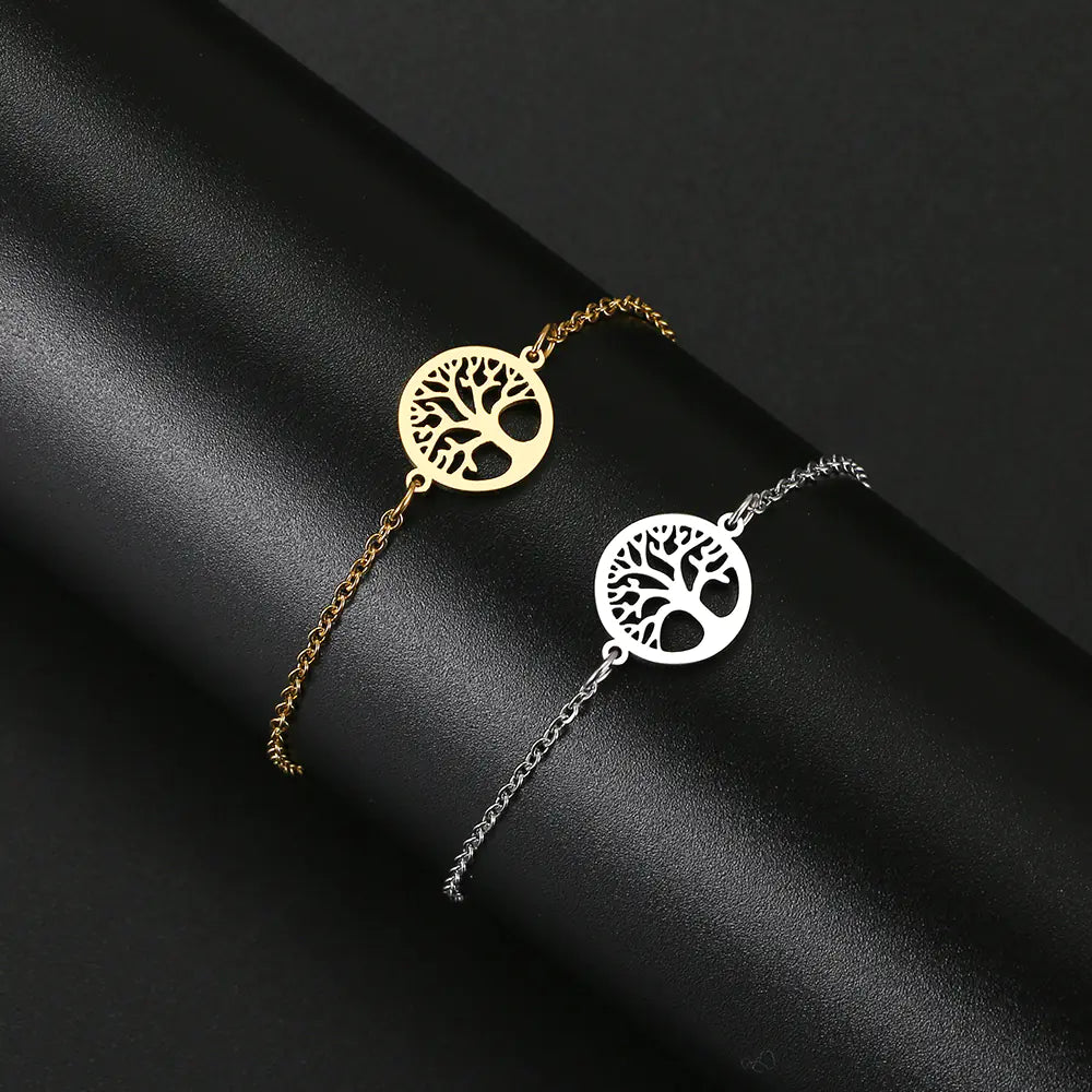 Geometric Round Hollow Tree of Life Bracelet