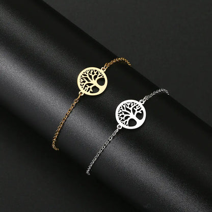 Geometric Round Hollow Tree of Life Bracelet